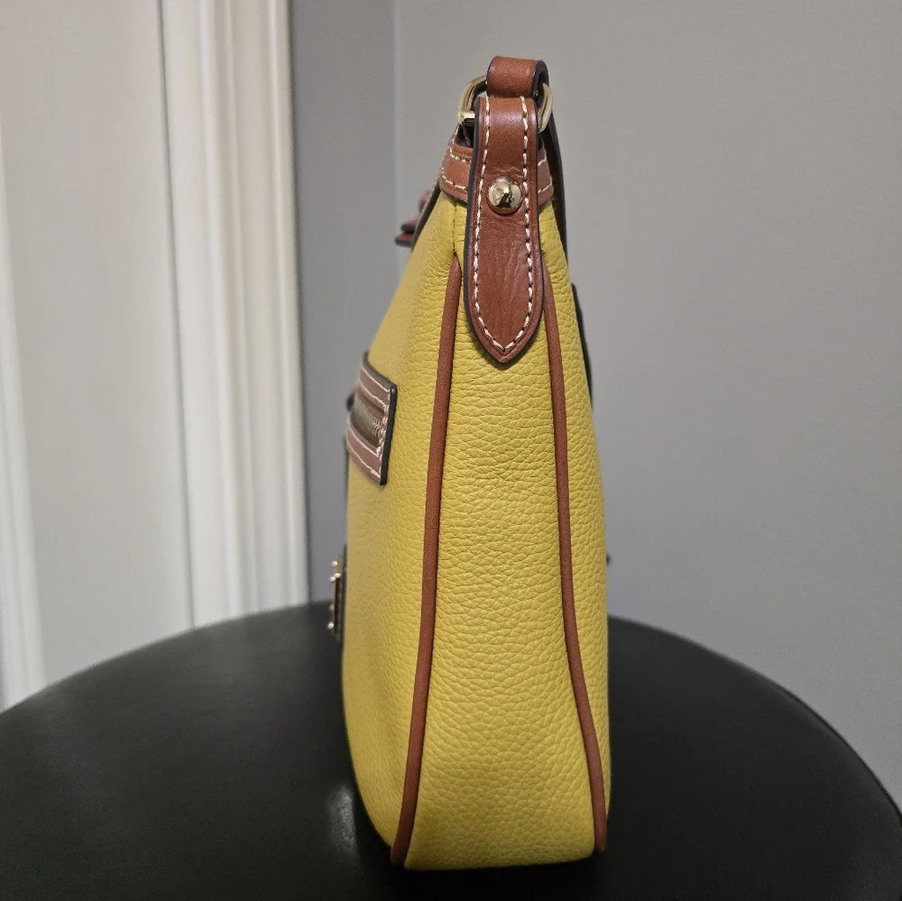New Dooney Pebble Leather Pocket Crossbody - Color: Mustard - Picture 4 of 12